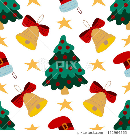 Christmas seamless pattern in hand draw style 132964263