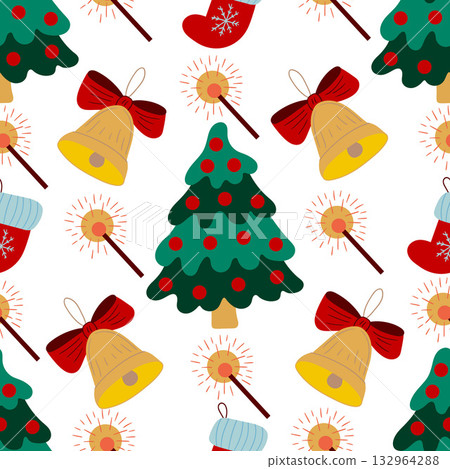 Christmas seamless pattern in hand draw style Christmas seamless pattern in hand draw style 132964288