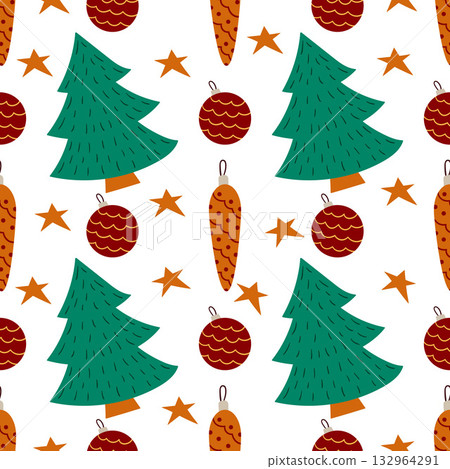 Christmas seamless pattern in hand draw style Christmas seamless pattern in hand draw style 132964291