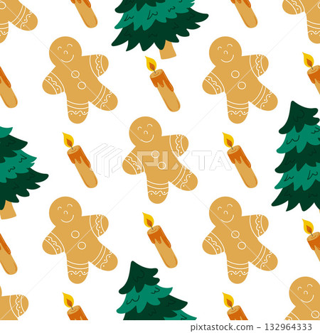 Christmas seamless pattern in hand draw style 132964333