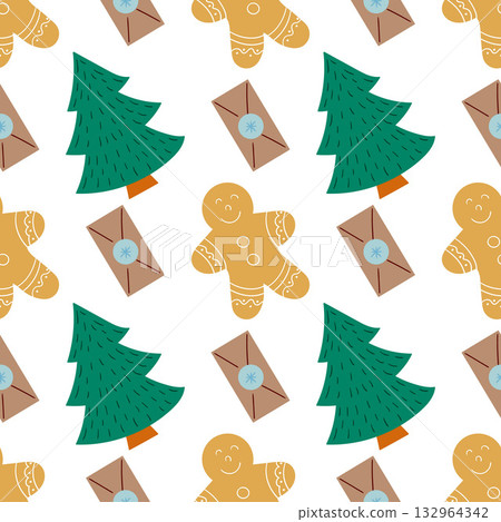Christmas seamless pattern in hand draw style 132964342