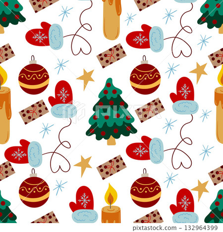 Christmas seamless pattern in hand draw style 132964399