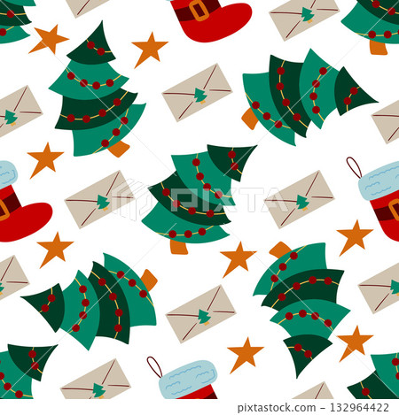 Christmas seamless pattern in hand draw style 132964422