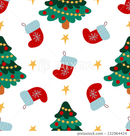 Christmas seamless pattern in hand draw style Christmas seamless pattern in hand draw style 132964424