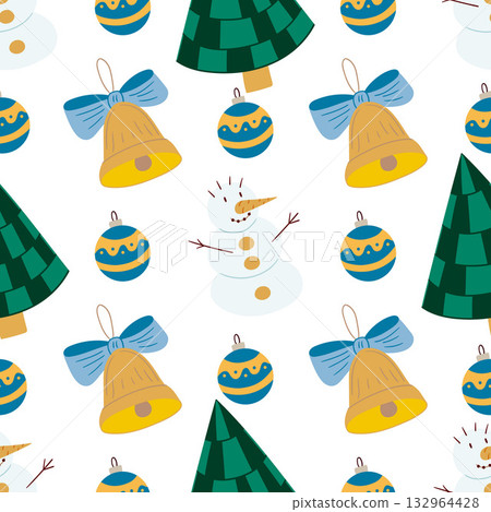 Christmas seamless pattern in hand draw style 132964428