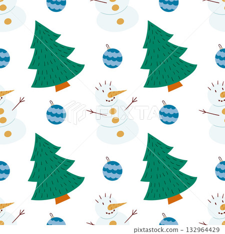 Christmas seamless pattern in hand draw style Christmas seamless pattern in hand draw style 132964429