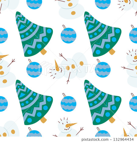 Christmas seamless pattern in hand draw style Christmas seamless pattern in hand draw style 132964434