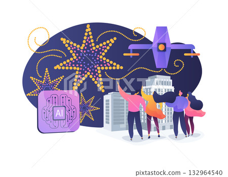 Multi-Drone Formation abstract concept vector illustration. 132964540