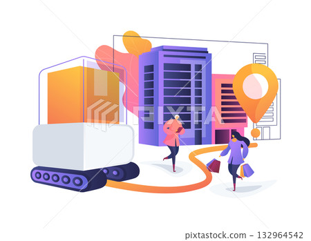 Package Delivery Robotics abstract concept vector illustration. 132964542