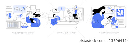 AI Enhancing Safety and Wellness abstract concept vector illustrations. AI Enhancing Safety and Wellness abstract concept vector illustrations. 132964564