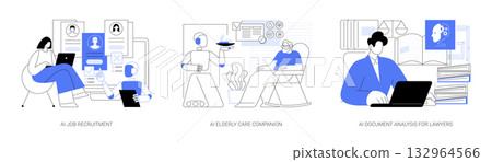 AI Streamlining Professional Tasks abstract concept vector illustrations. 132964566