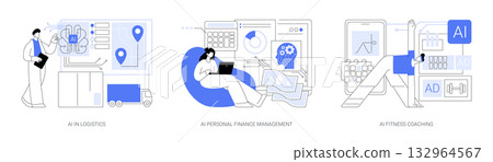 AI for Navigation and Lifestyle abstract concept vector illustrations. 132964567