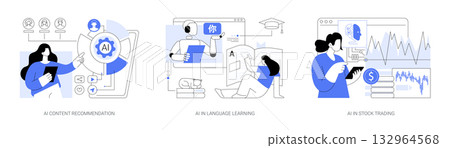 AI Personalizing Experiences abstract concept vector illustrations. 132964568