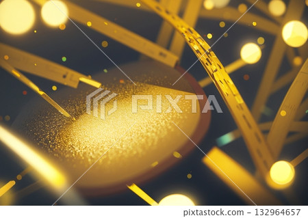 Golden hour light and sparkling particles 132964657
