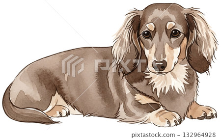 躺下的微型臘腸犬 躺下的微型臘腸犬 132964928