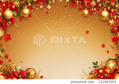 優雅的金色和紅色冬季設計 132965002