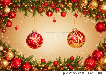 Luxury gold and red Christmas background Luxury gold and red Christmas background 132965003