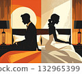 Illustration of a couple expressing a lack of sex and a deteriorating relationship 132965399