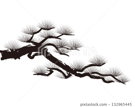 Sumi-e pine monochrome vector illustration Sumi-e pine monochrome vector illustration 132965445