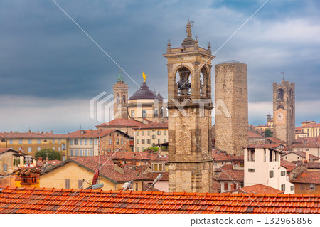 Bergamo cityscape with bell tower, Lombardy, Italy Bergamo cityscape with bell tower, Lombardy, Italy 132965856