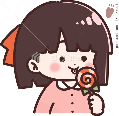 Cute girl licking a lollipop Cute girl licking a lollipop 132965901