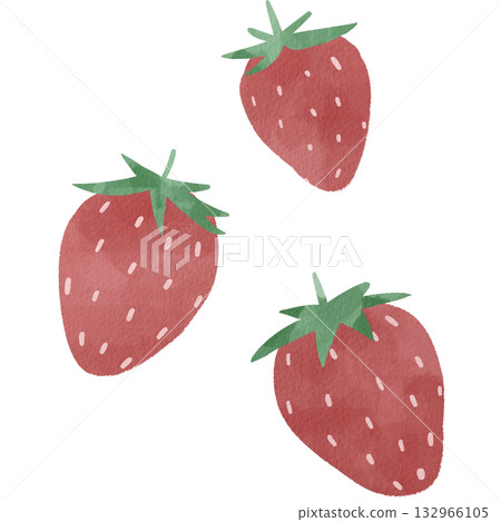 Cute strawberry illustration in watercolor style 132966105