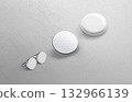 Blank white round pin mockup set, gray background 132966139