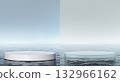White marble and glass podium stand in sea water scene 132966162