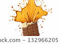 Chocolate bar cracking and splashing, ai generated 132966205