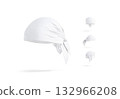 Blank white bandana head wrap mockup, different views 132966208