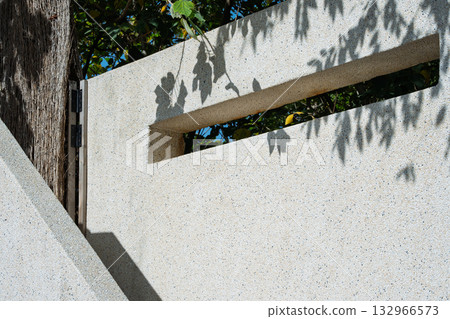 樹影照在混凝土牆面 132966573