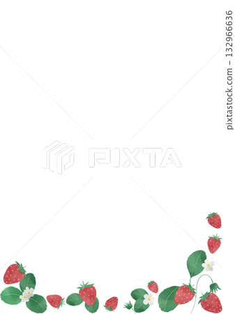 Cute strawberry frame illustration in watercolor style 132966636