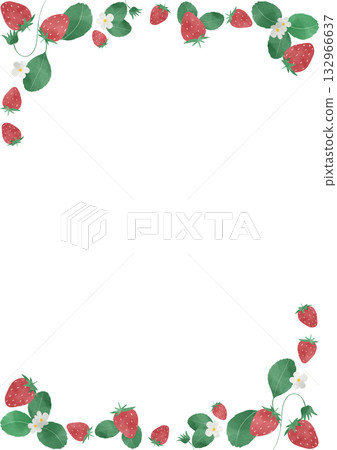 Cute strawberry frame illustration in watercolor style 132966637