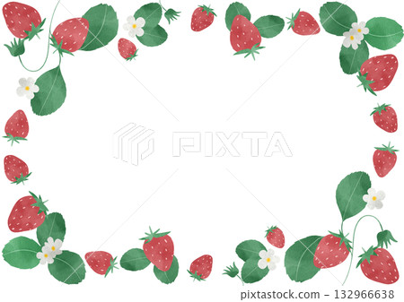Cute strawberry frame illustration in watercolor style Cute strawberry frame illustration in watercolor style 132966638