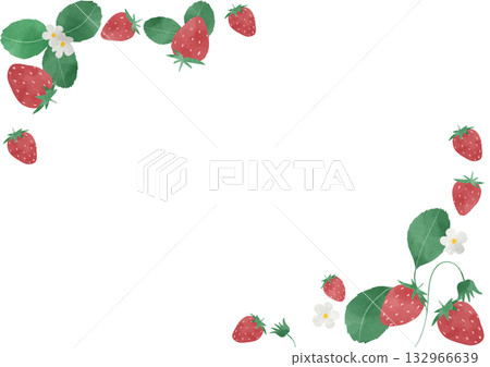 Cute strawberry frame illustration in watercolor style 132966639