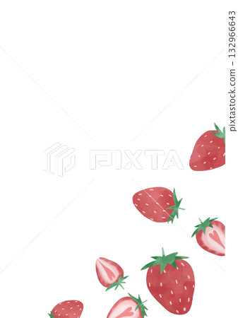 Cute strawberry frame illustration in watercolor style 132966643