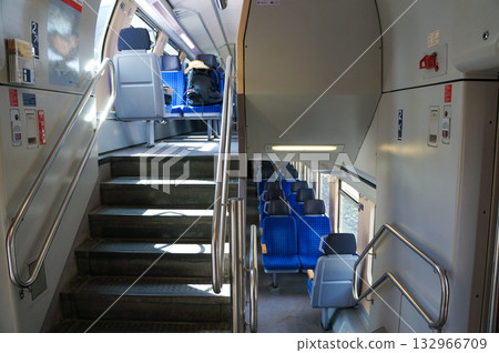 A view of a German railway train with a two-story interior 132966709