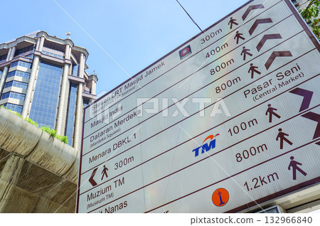 吉隆坡安裝的指示方向和距離的標誌 132966840