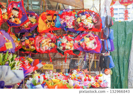 Colorful gift items made from bear dolls 132966843