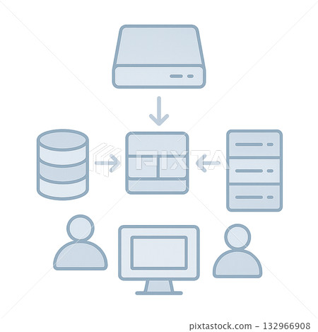 Network diagram connecting cloud servers and terminals, image of data linkage in cloud computing, 132966908