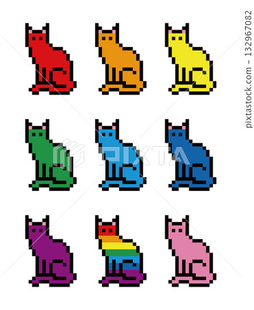 Colorful (vivid) cat pixel art Colorful (vivid) cat pixel art 132967082