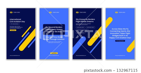 Flat Cartoon Hand Drawn Templates Illustration For International Civil Aviation Day Social Media Stories 132967115