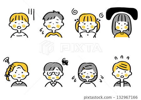 悲傷表情兒童上半身插畫集② 132967166