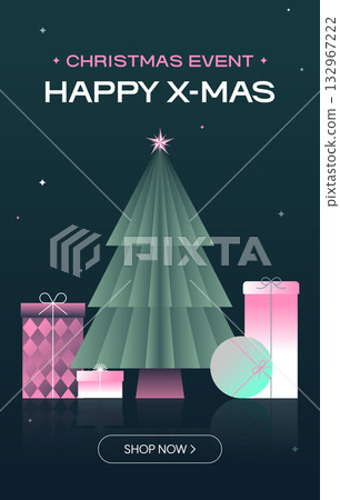 christmas tree with presents gift box evnet poster christmas tree with presents gift box evnet poster 132967222