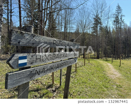 芬蘭努克西奧國家公園的路標 132967441