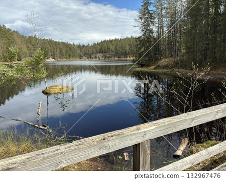 Lake in Nuuksio National Park, Finland 132967476