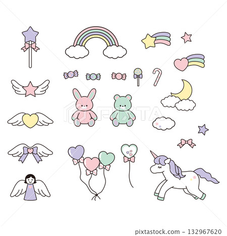 Dreamy, fancy, girly illustration set Dreamy, fancy, girly illustration set 132967620