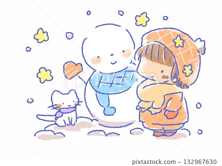 雪人和女孩 132967630