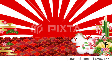 Horse New Year's card zodiac background 132967633