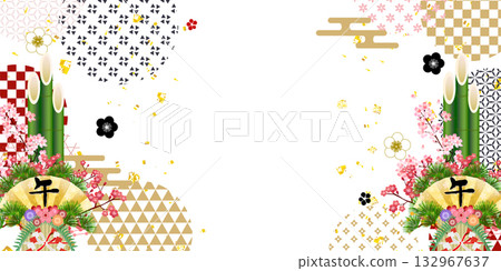 馬年賀卡十二生肖背景 132967637